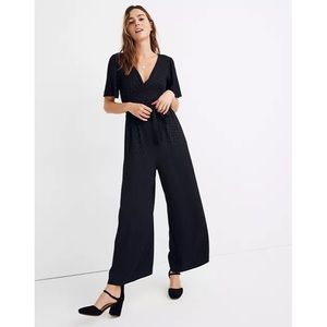 MADEWELL wrap waist black polka dot jumpsuit